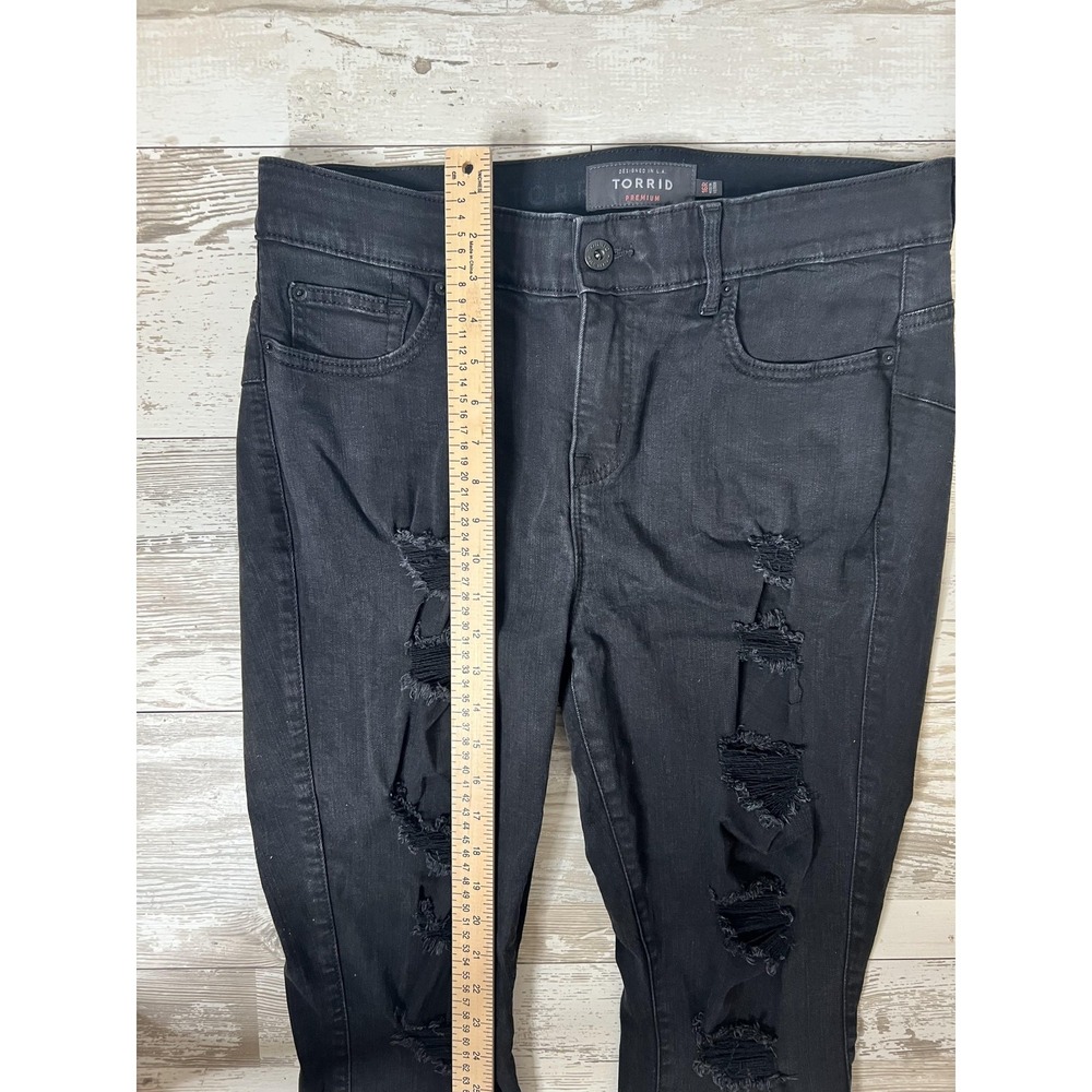 Torrid Bombshell Skinny Jeans Womens 16R Charcoal High Rise Distressed Denim
